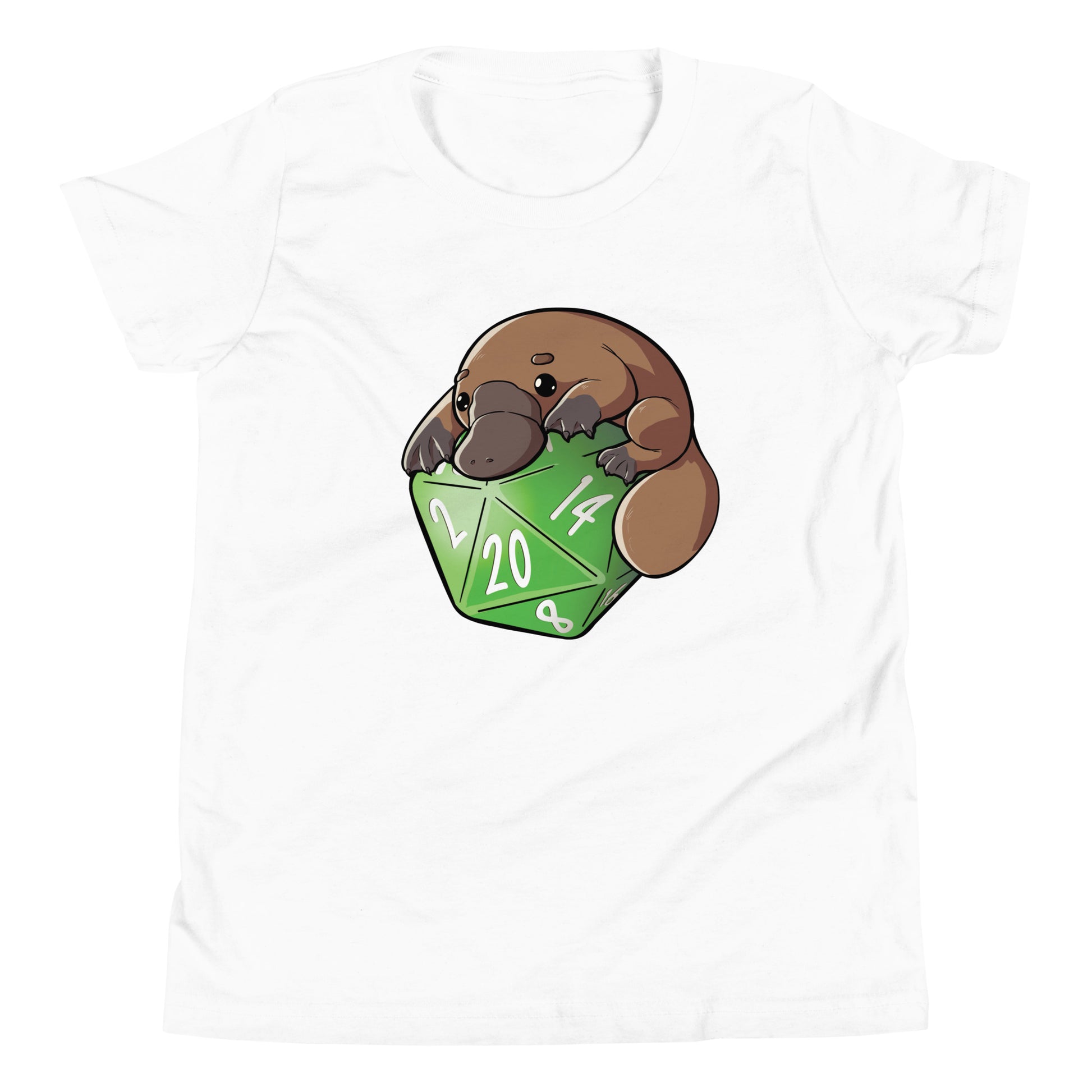 D20 Platypus Youth Short Sleeve T-Shirt  Level 1 Gamers White S 