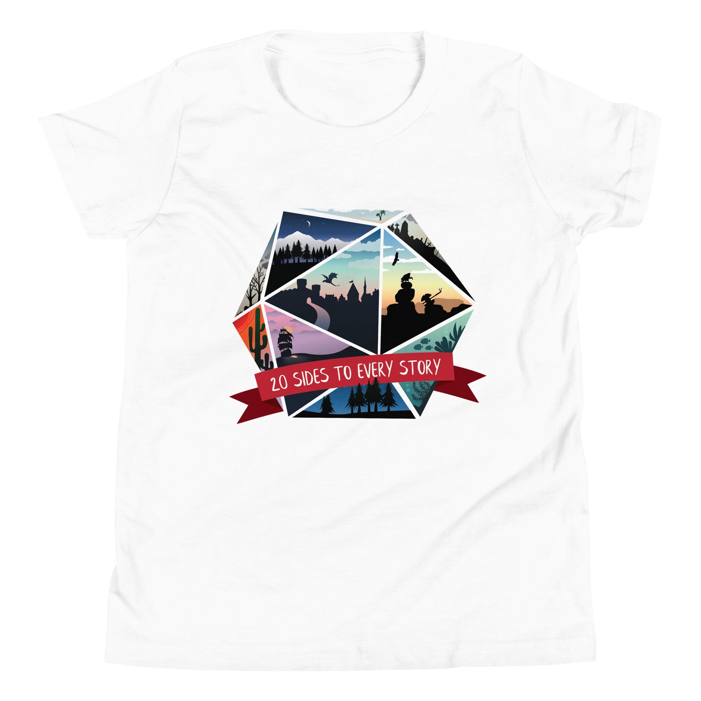 20 Sides to Every Story Youth Short Sleeve T-Shirt Level 1 Gamers White S