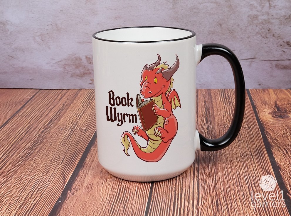 Book Wyrm Mug Level 1 Gamers