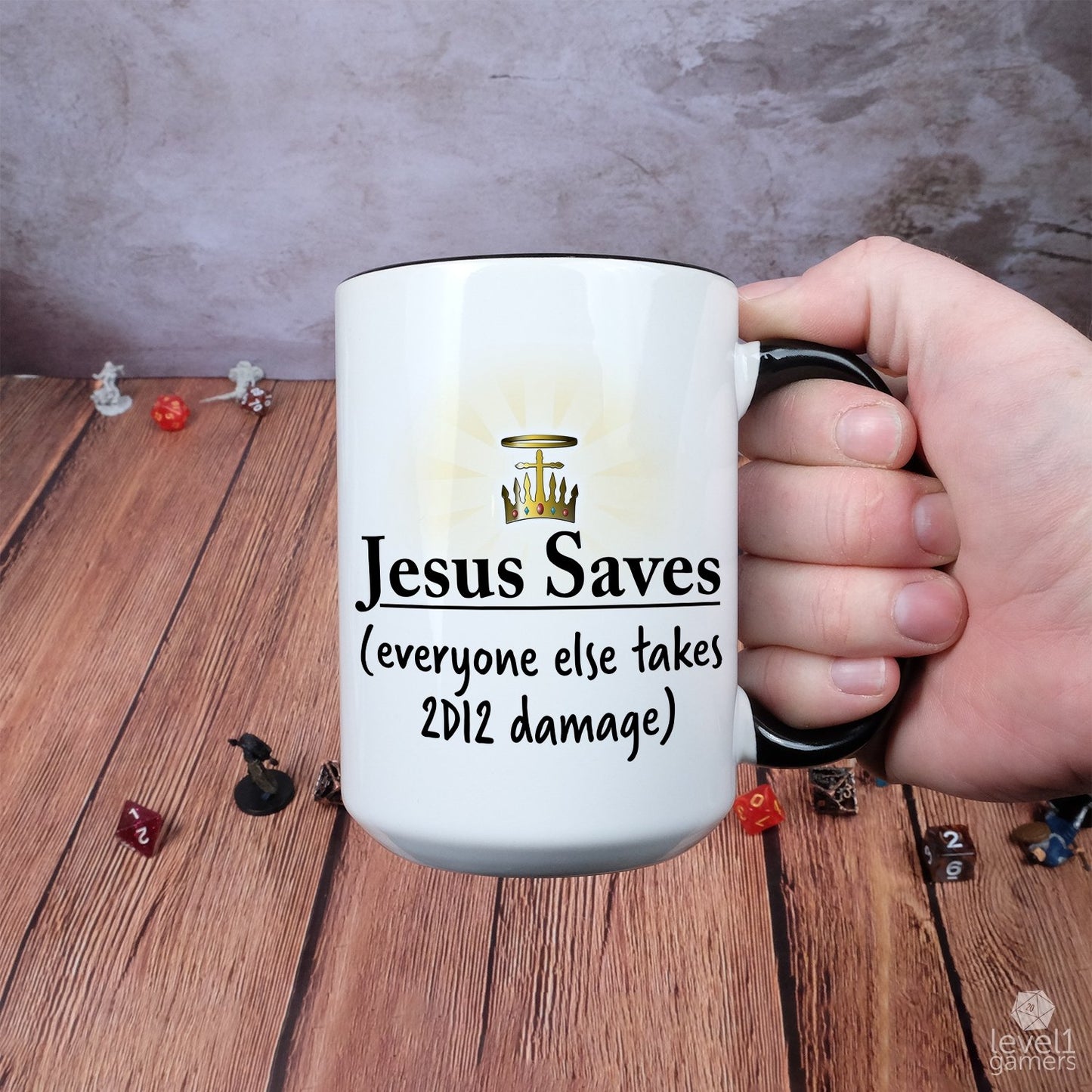 Jesus Saves Parody Mug Level 1 Gamers