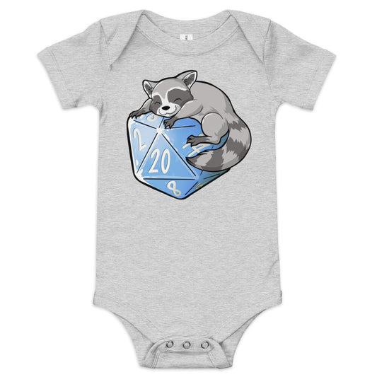 Trash Panda Raccoon Baby short sleeve one piece  Level 1 Gamers Athletic Heather 3-6m