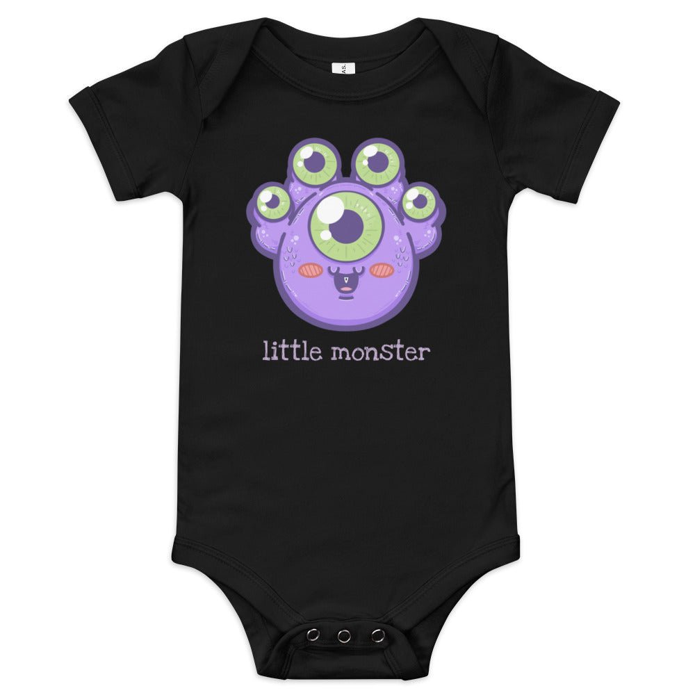 Little Monster Baby short sleeve one piece Level 1 Gamers Black 3-6m