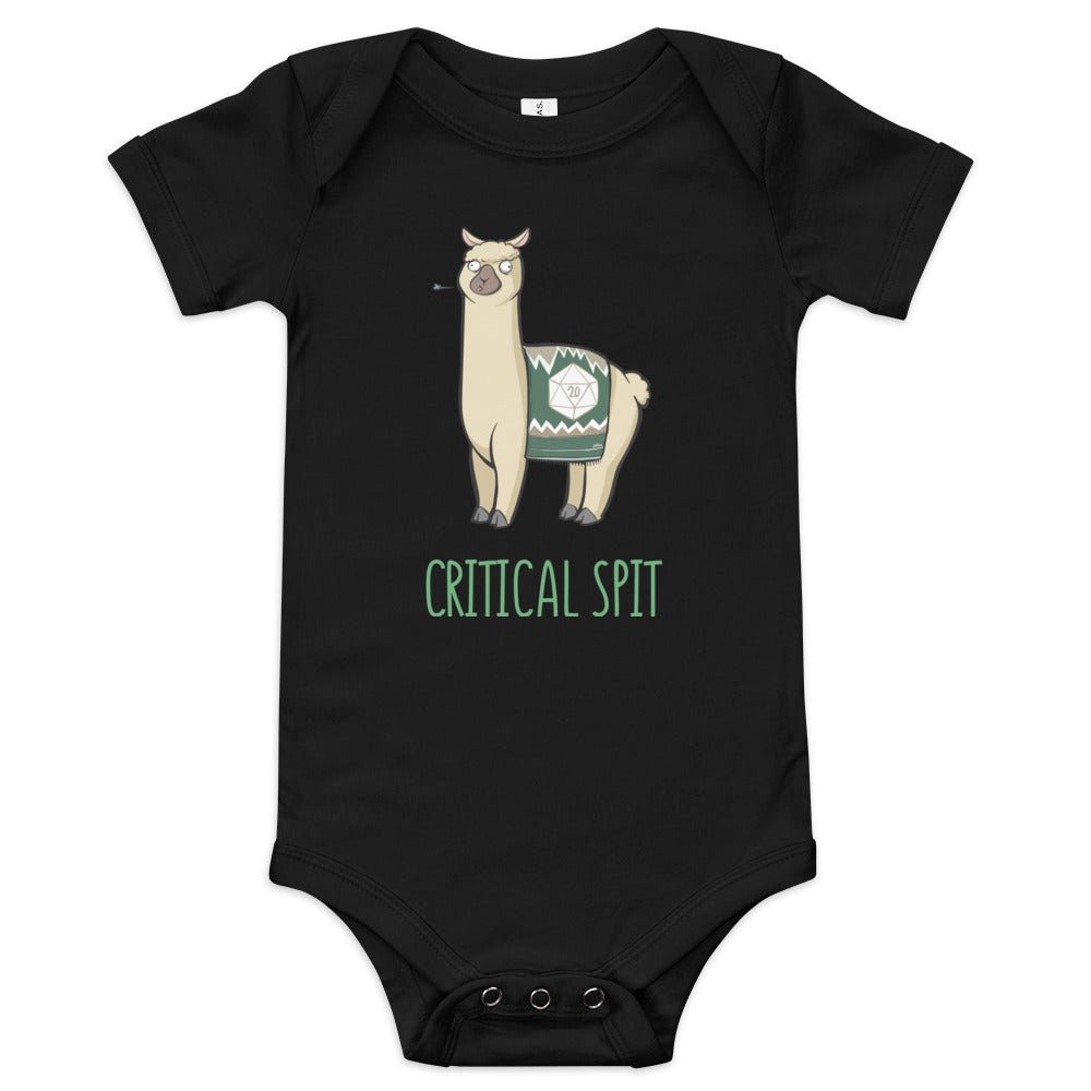 Critical Spit Llama Baby short sleeve one piece Level 1 Gamers Black 3-6m