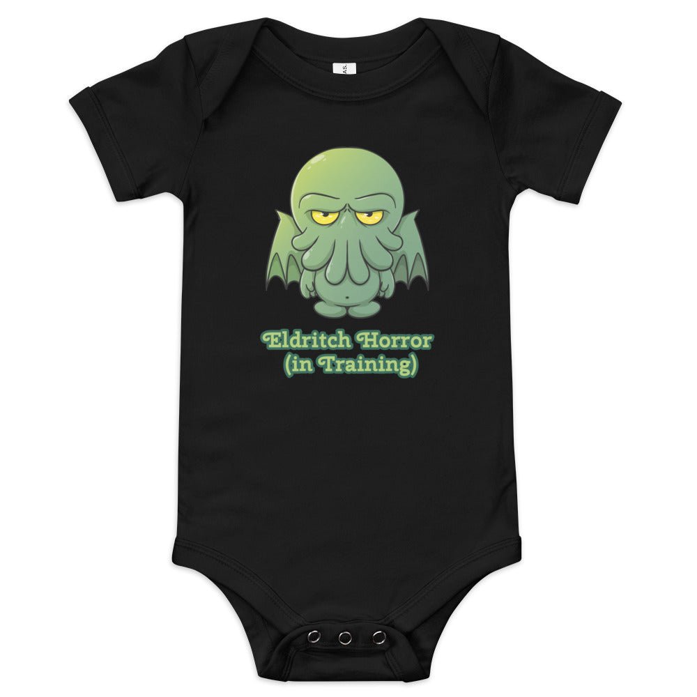 Little Cthulu Eldritch Horro in Training Baby short sleeve one piece Level 1 Gamers Black 3-6m