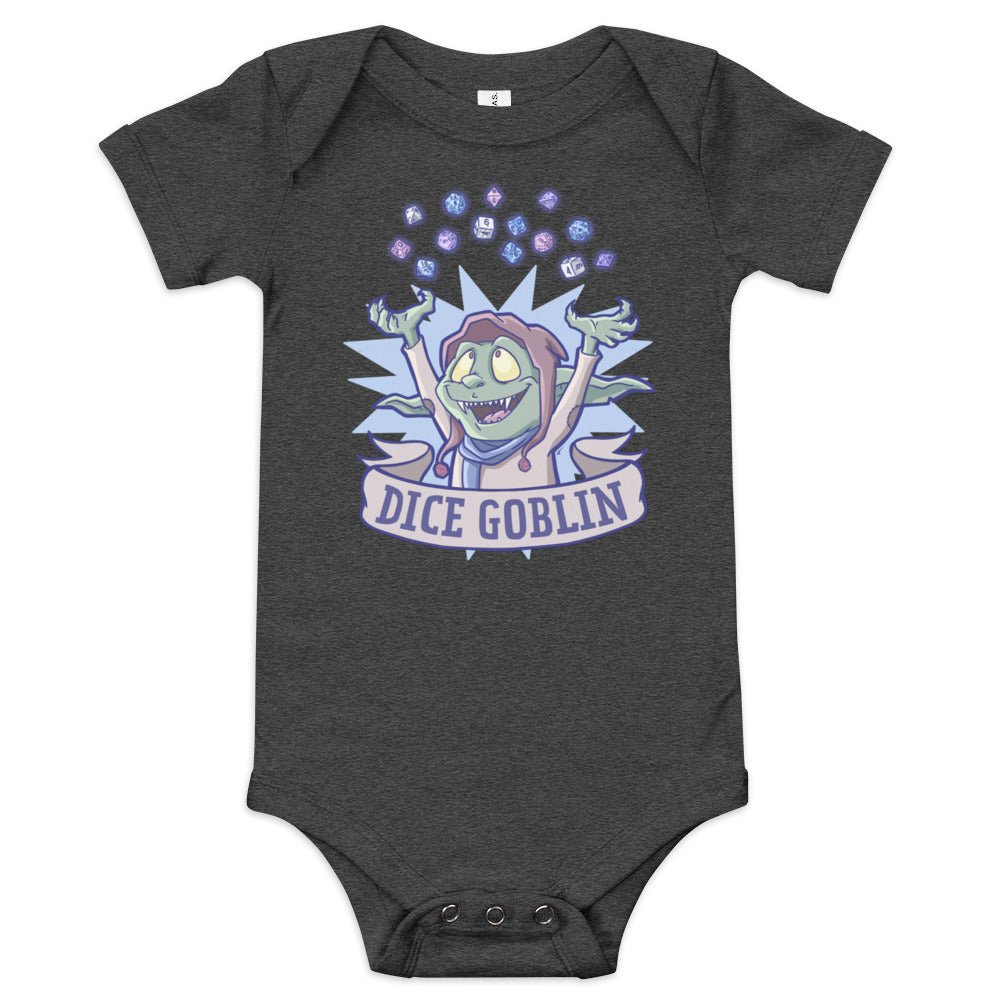 Dice Goblin Baby short sleeve one piece Level 1 Gamers Dark Grey Heather 3-6m