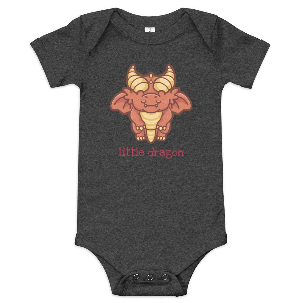 Little Dragon Baby short sleeve one piece Level 1 Gamers Dark Grey Heather 3-6m