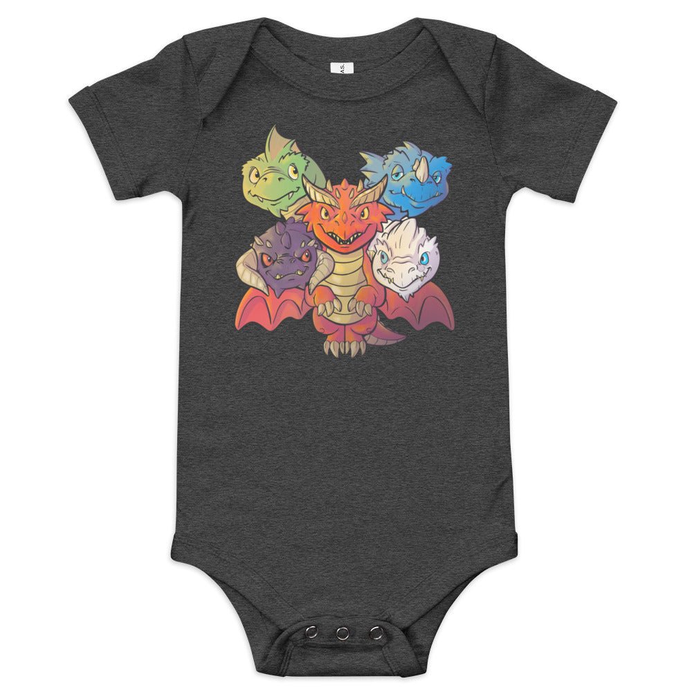 Baby Tiamat short sleeve one piece Level 1 Gamers Dark Grey Heather 3-6m