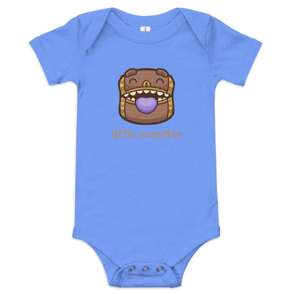Little Monster Mimic Baby short sleeve one piece Level 1 Gamers Heather Columbia Blue 3-6m