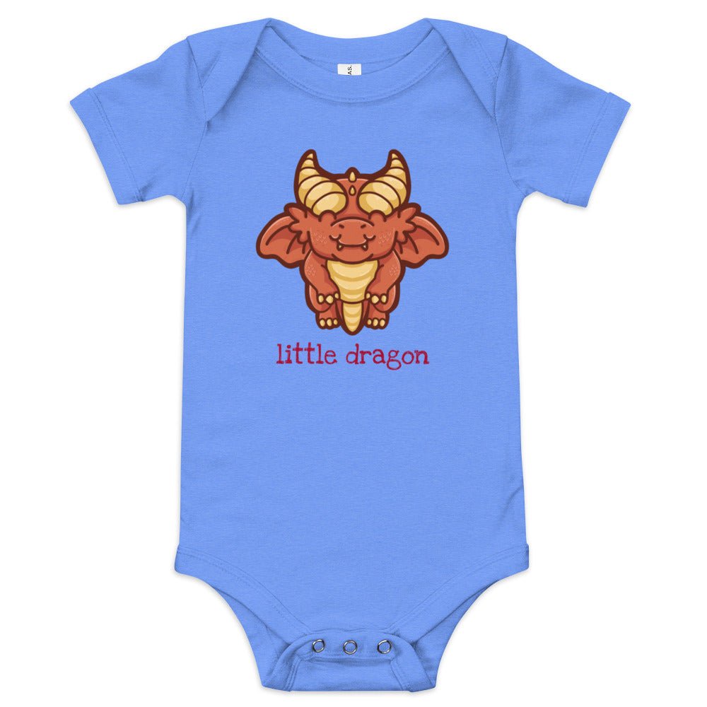 Little Dragon Baby short sleeve one piece Level 1 Gamers Heather Columbia Blue 3-6m