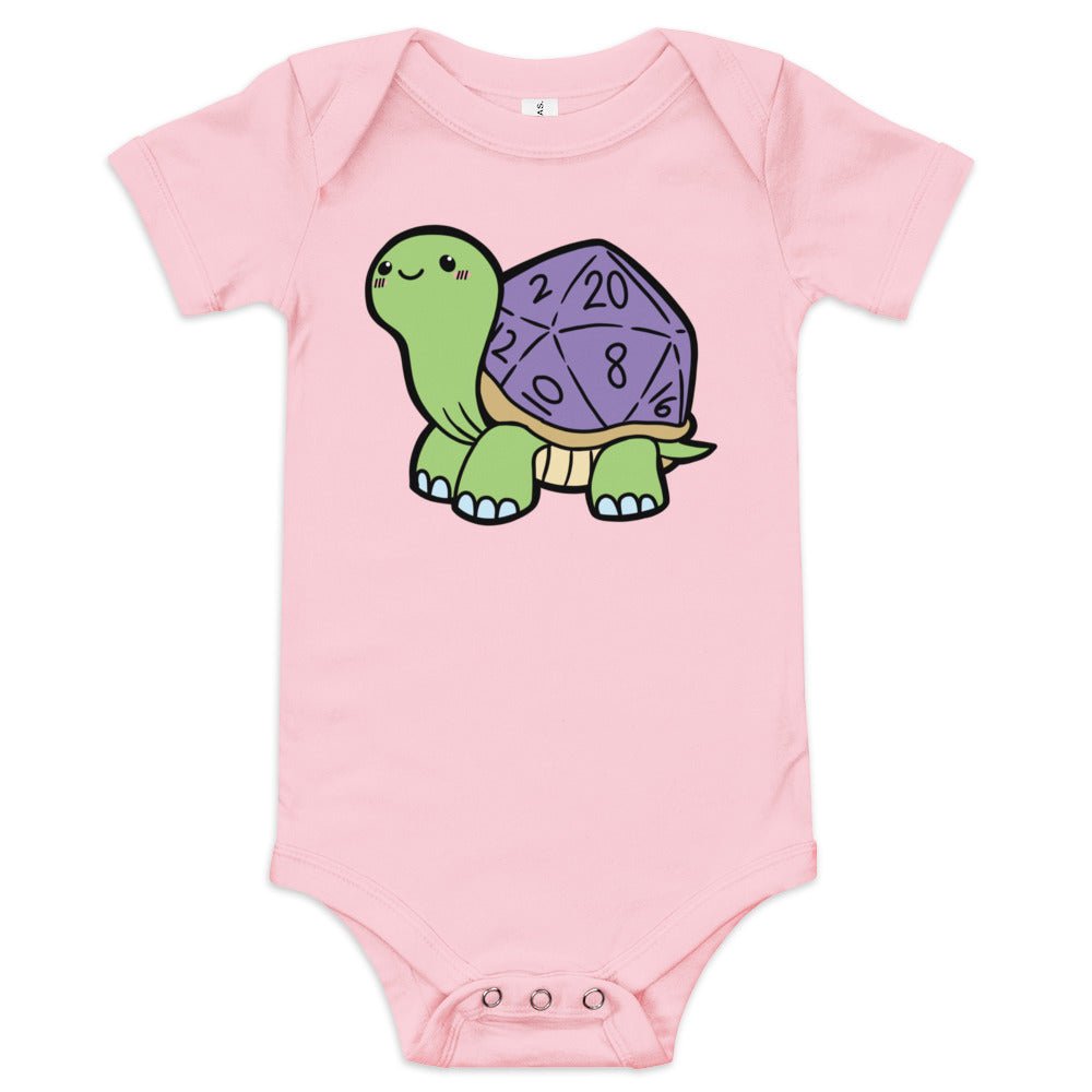 D20 Turtle Baby short sleeve one piece Level 1 Gamers Pink 3-6m