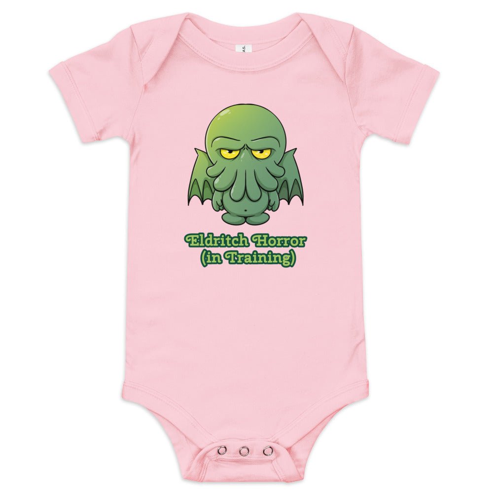 Little Cthulu Eldritch Horro in Training Baby short sleeve one piece Level 1 Gamers Pink 3-6m