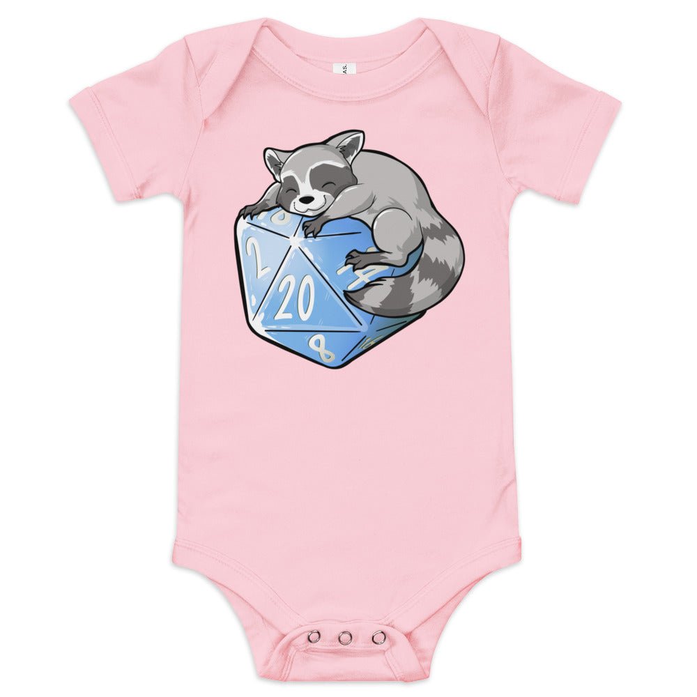 Trash Panda Raccoon Baby short sleeve one piece  Level 1 Gamers Pink 3-6m