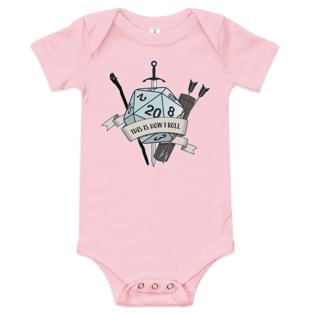 How I Roll Baby short sleeve one piece Level 1 Gamers Pink 3-6m