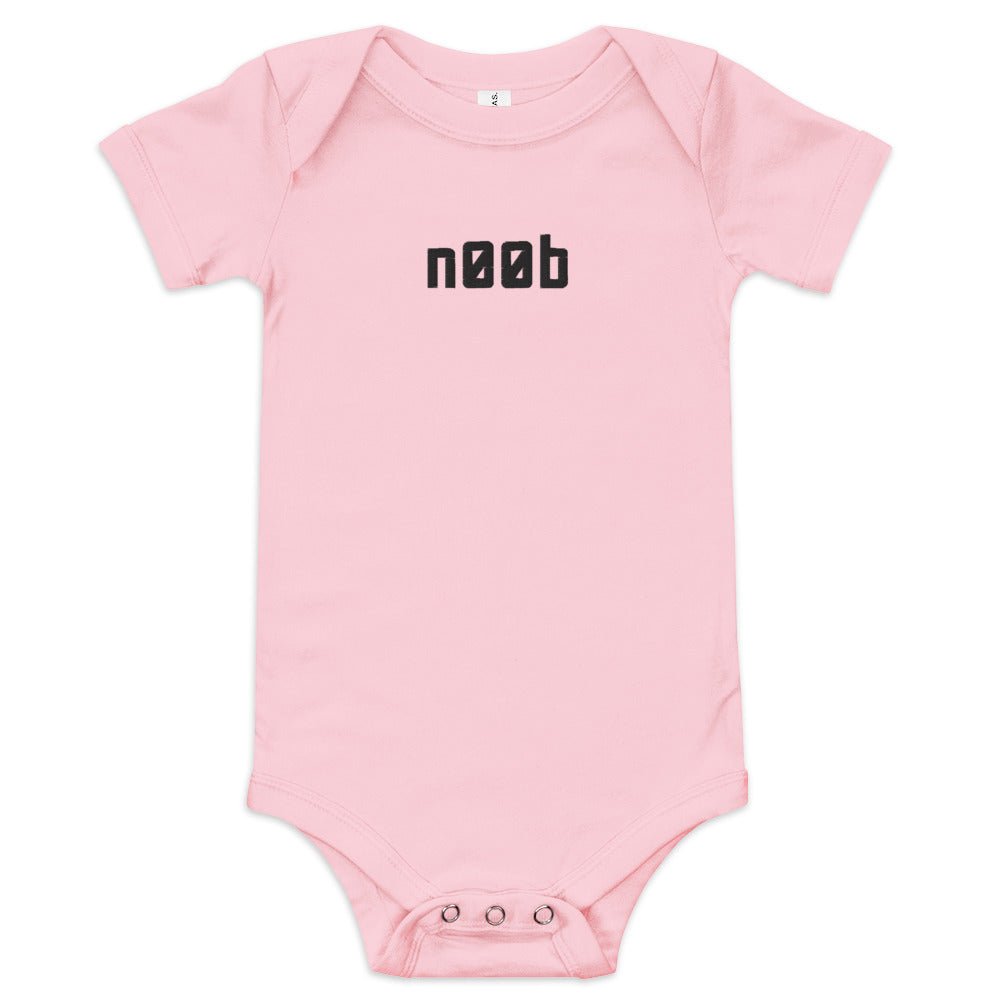 Noob EMBROIDERED Baby short sleeve one piece Level 1 Gamers Pink 3-6m