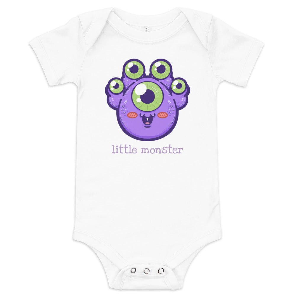 Little Monster Baby short sleeve one piece Level 1 Gamers White 3-6m