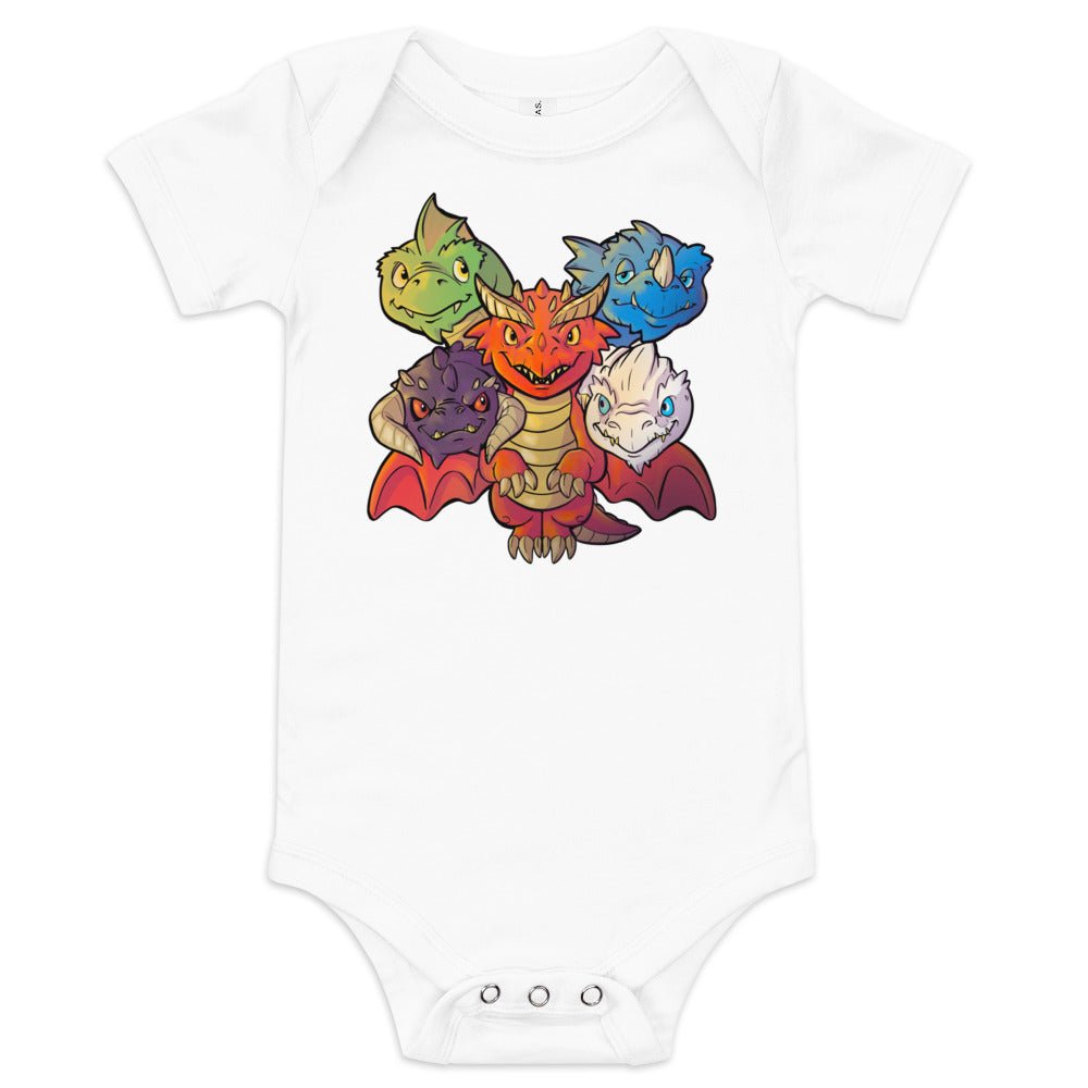 Baby Tiamat short sleeve one piece Level 1 Gamers White 3-6m