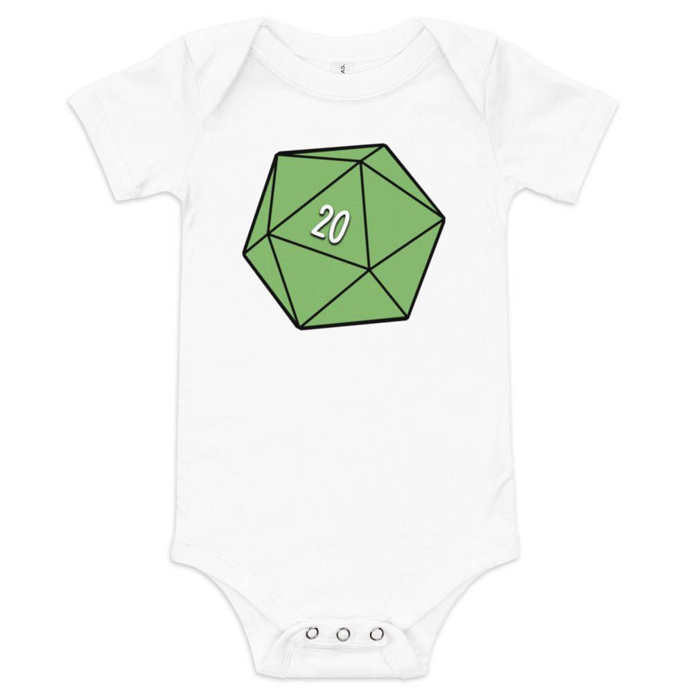 Green D20 Baby short sleeve one piece Level 1 Gamers White 3-6m