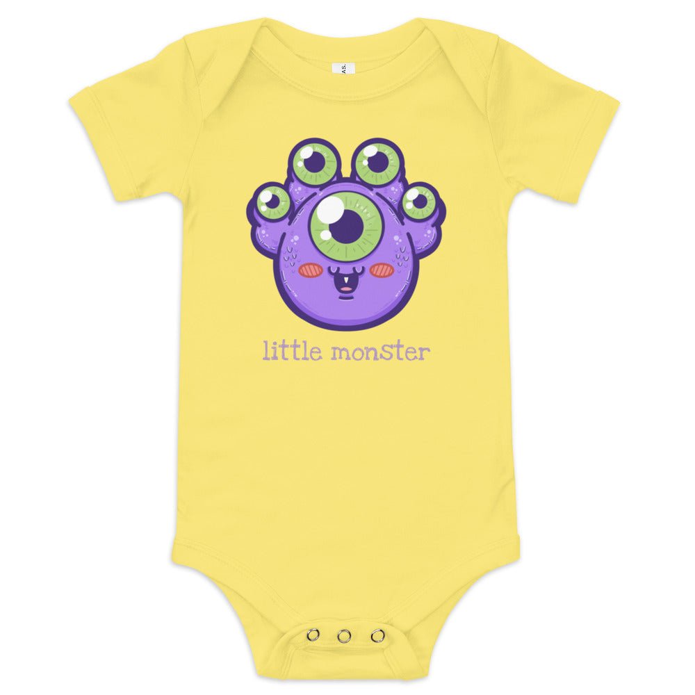 Little Monster Baby short sleeve one piece Level 1 Gamers Yellow 3-6m