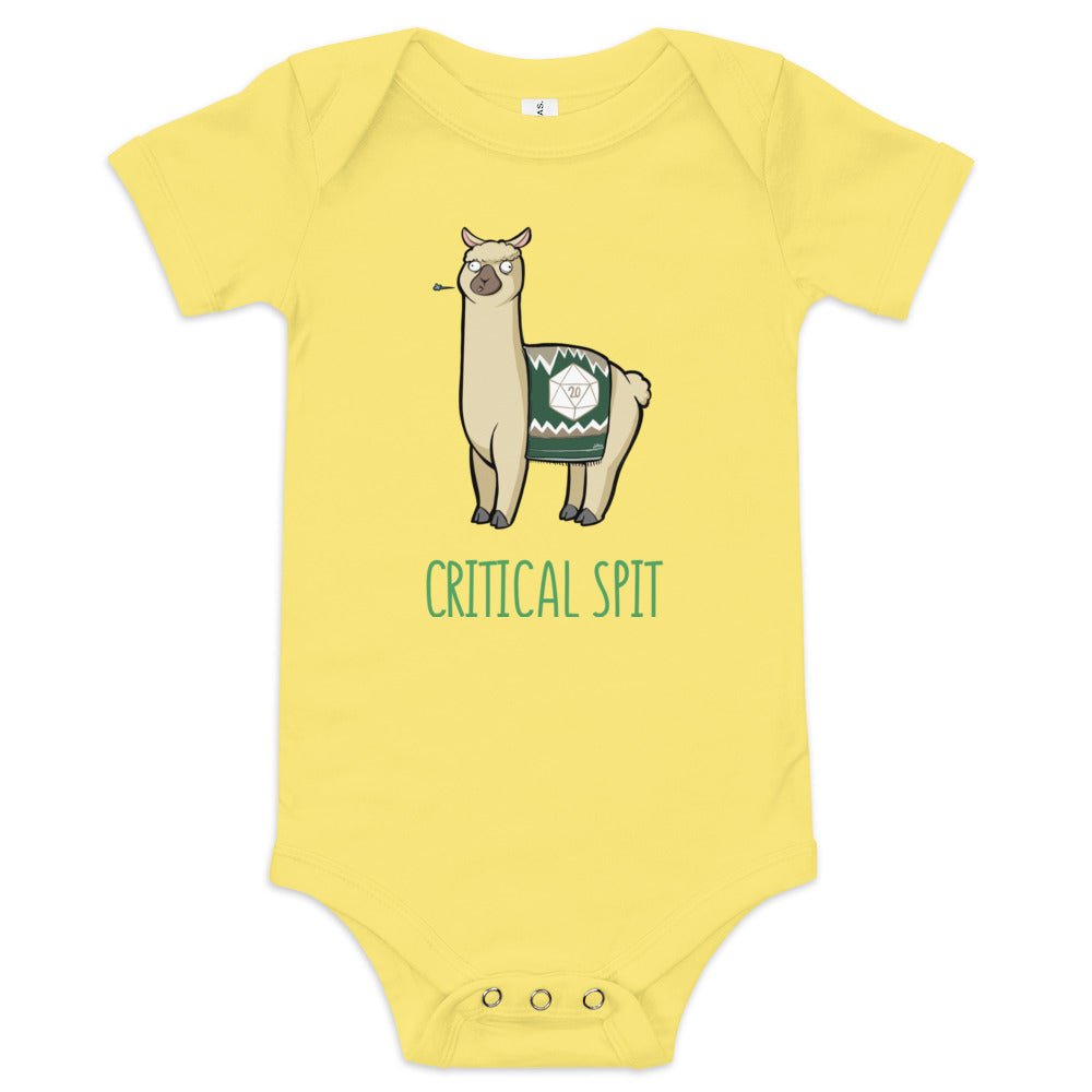 Critical Spit Llama Baby short sleeve one piece Level 1 Gamers Yellow 3-6m