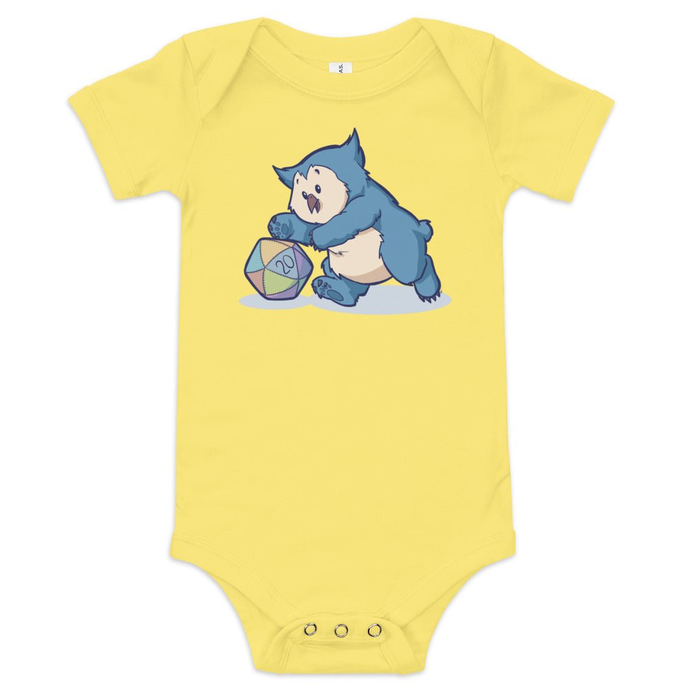 Little Owlbear Baby short sleeve one piece  Level 1 Gamers Yellow 3-6m