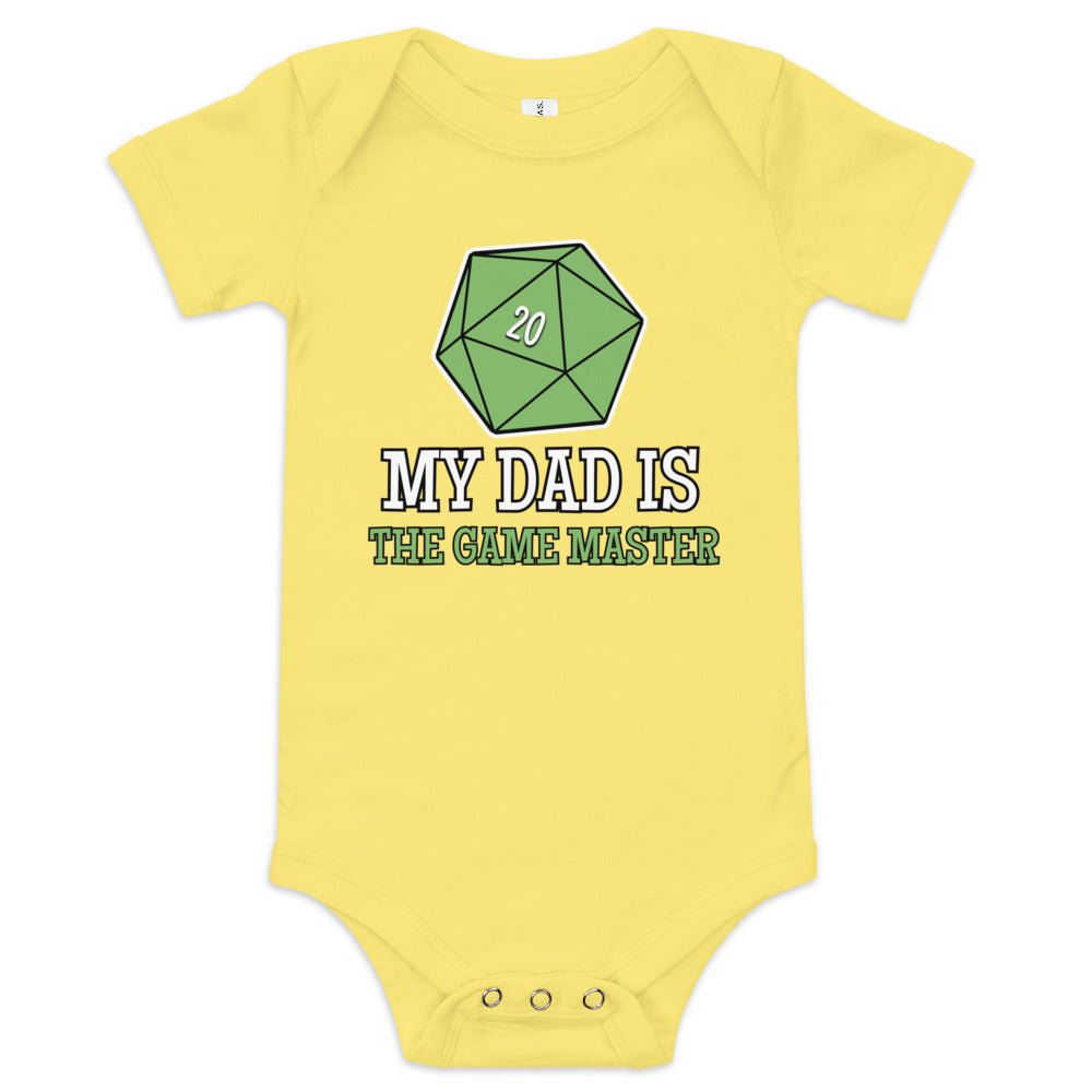 My Dad is the Game Master Baby short sleeve one piece Level 1 Gamers Yellow 3-6m