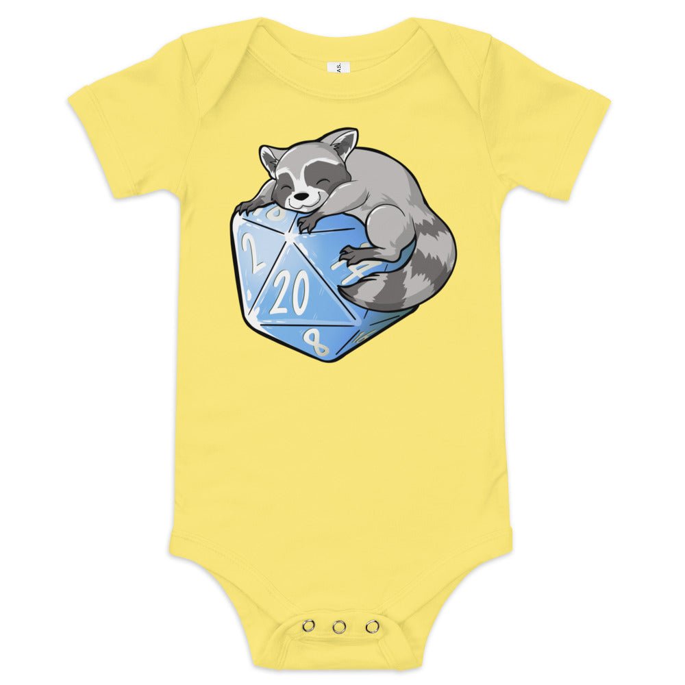 Trash Panda Raccoon Baby short sleeve one piece  Level 1 Gamers Yellow 3-6m