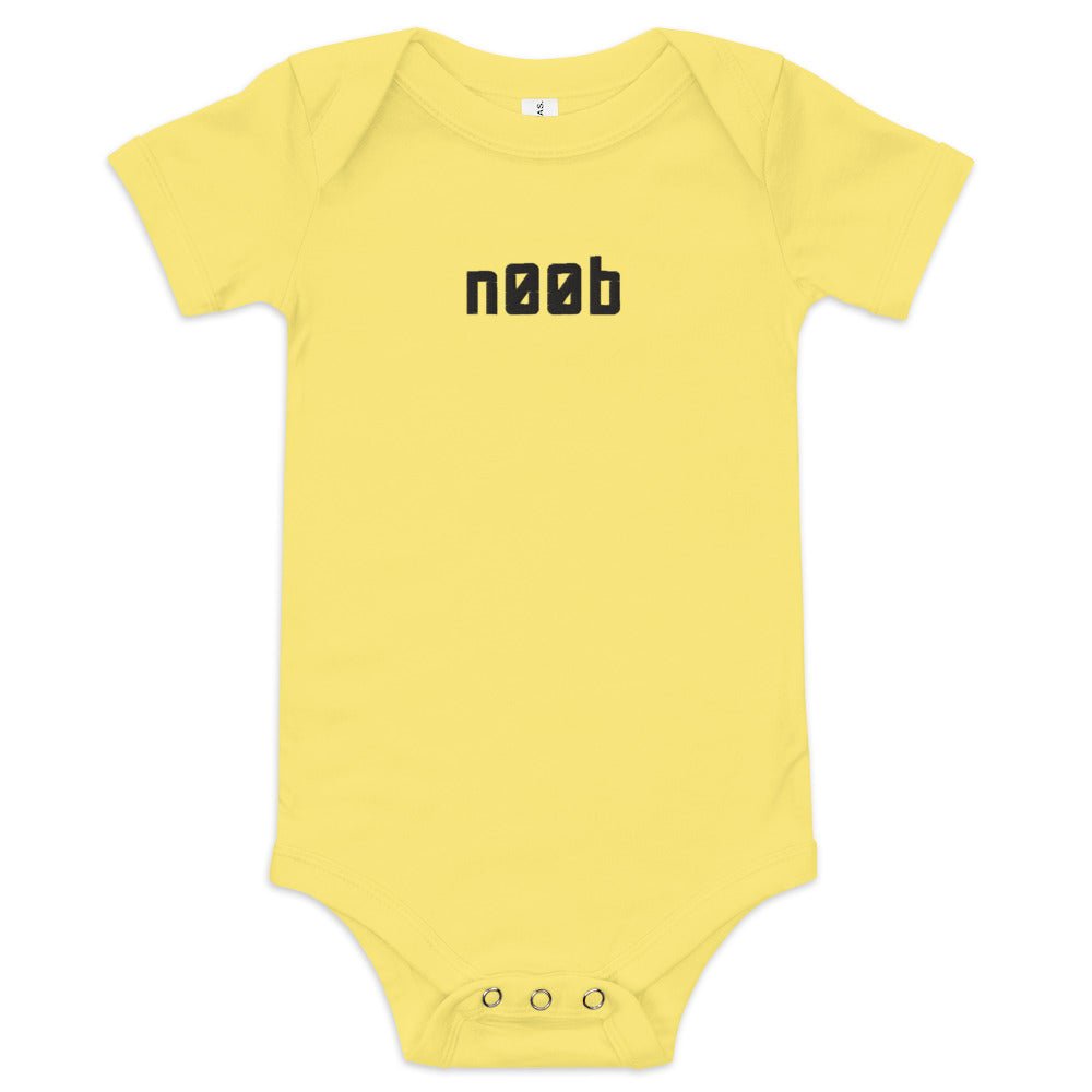 Noob EMBROIDERED Baby short sleeve one piece Level 1 Gamers Yellow 3-6m
