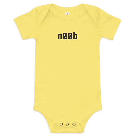 Noob EMBROIDERED Baby short sleeve one piece  Level 1 Gamers Yellow 3-6m