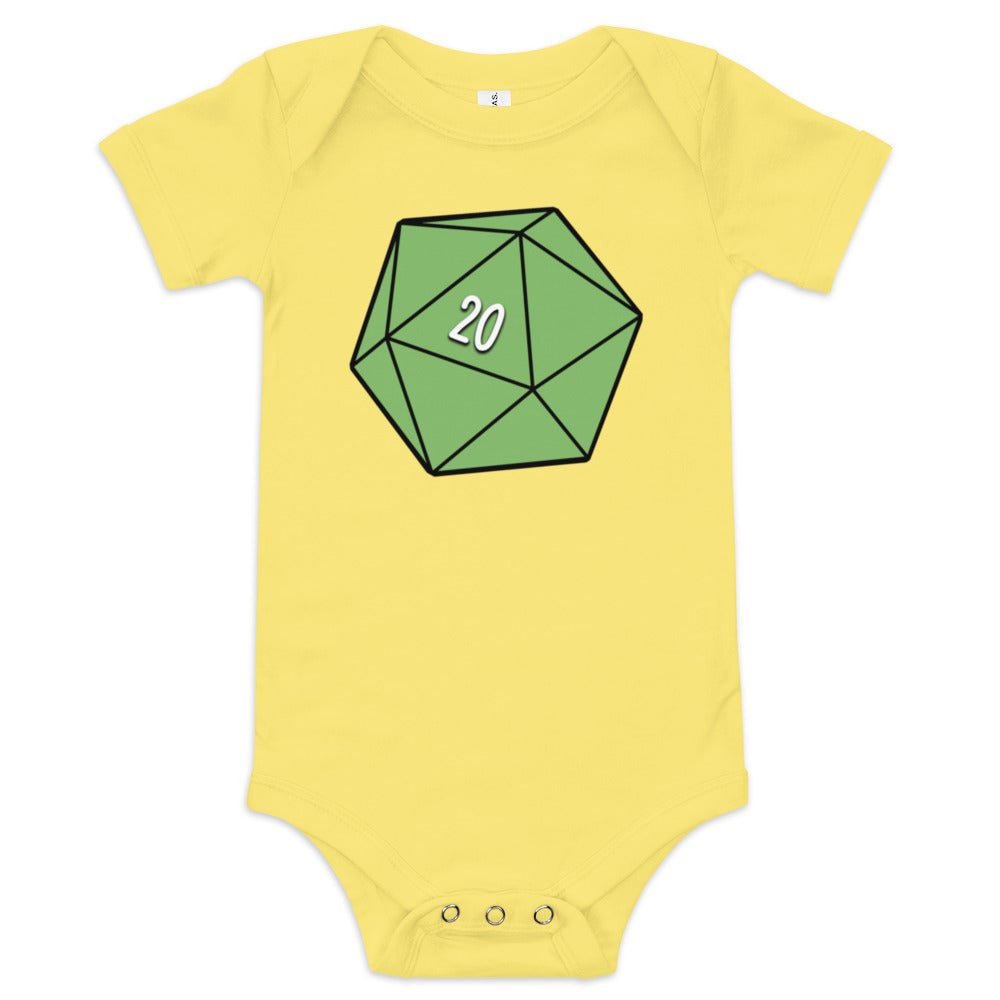 Green D20 Baby short sleeve one piece Level 1 Gamers Yellow 3-6m