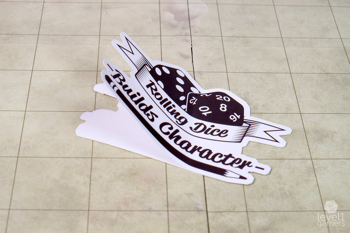 Rolling Dice Builds Character Sticker Level 1 Gamers