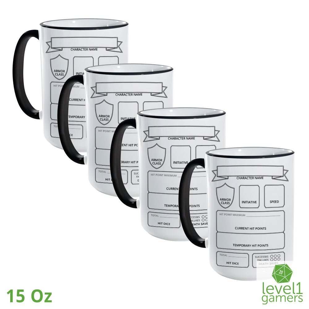 Character Sheet Mug Mugs Level 1 Gamers