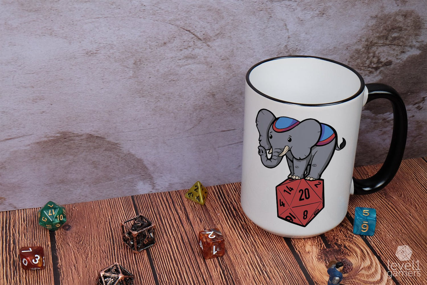 D20 Elephant Mug Mugs Level 1 Gamers