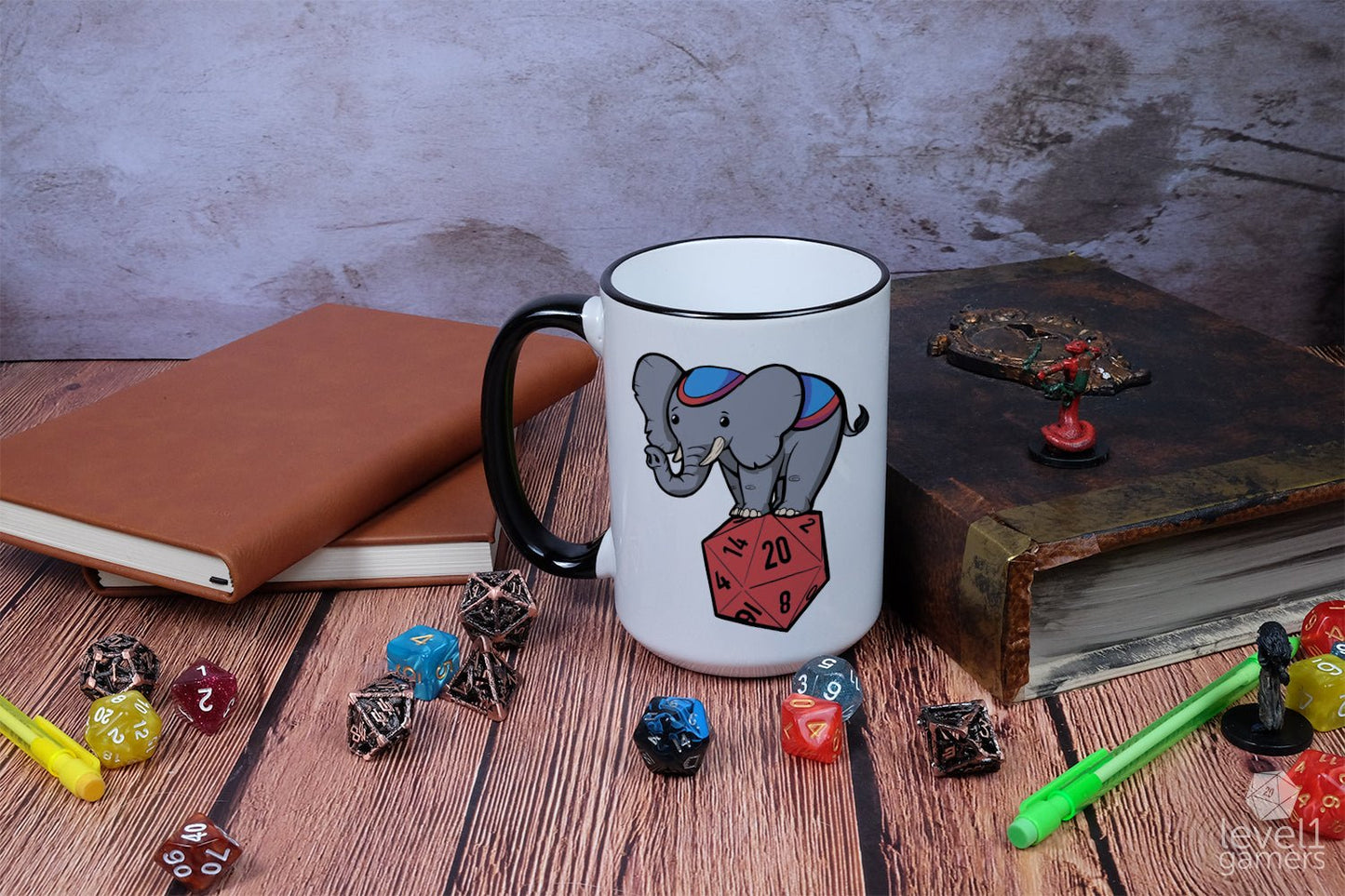 D20 Elephant Mug Mugs Level 1 Gamers