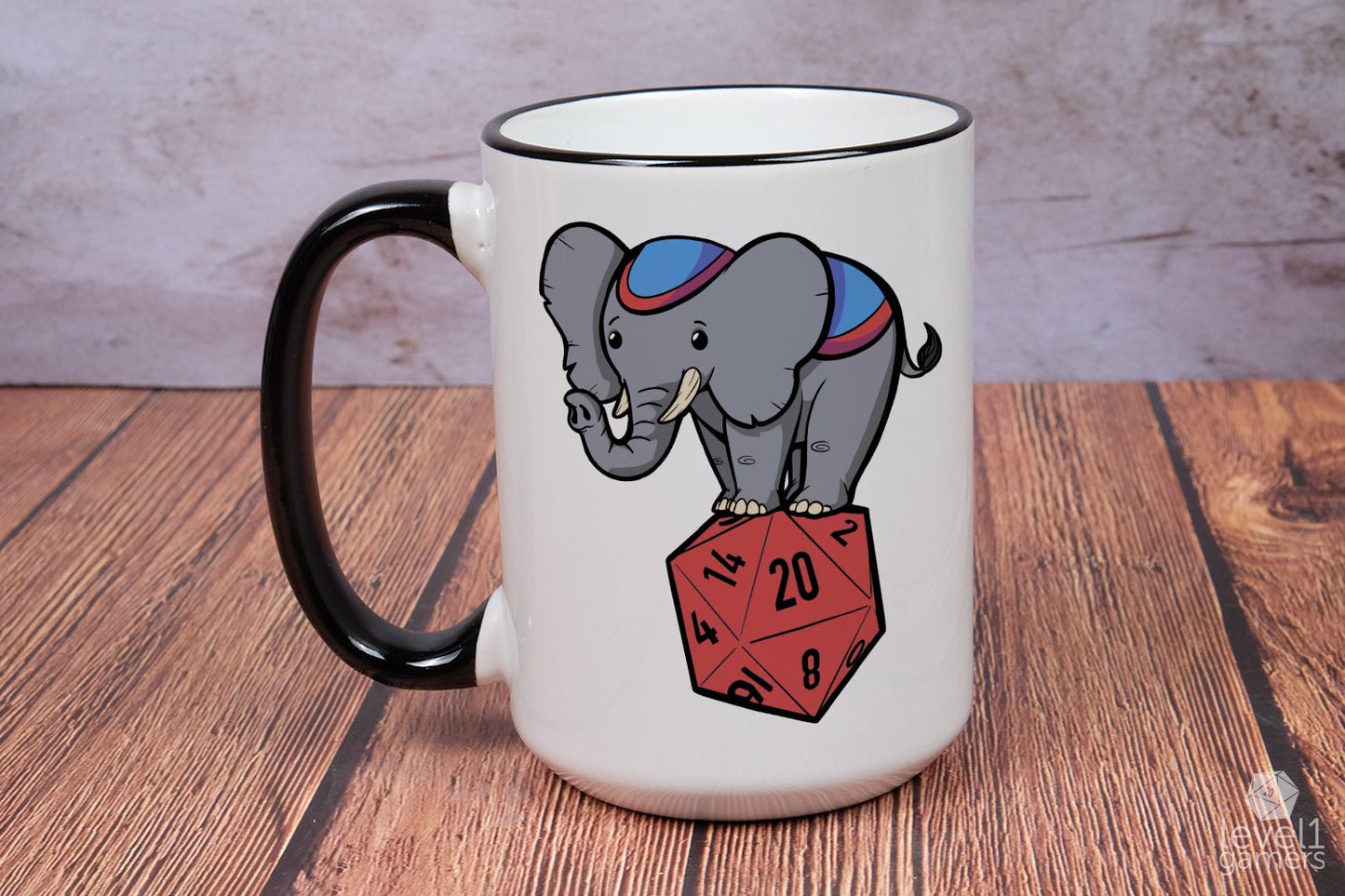 D20 Elephant Mug Mugs Level 1 Gamers