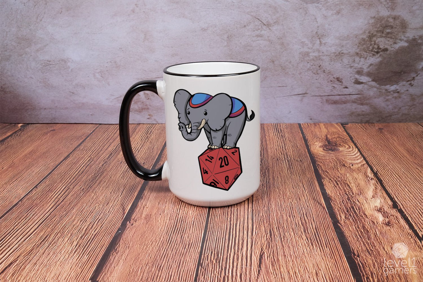 D20 Elephant Mug Mugs Level 1 Gamers