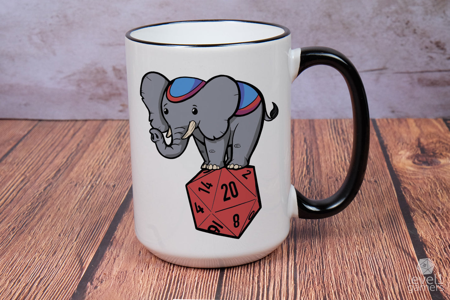 D20 Elephant Mug Mugs Level 1 Gamers