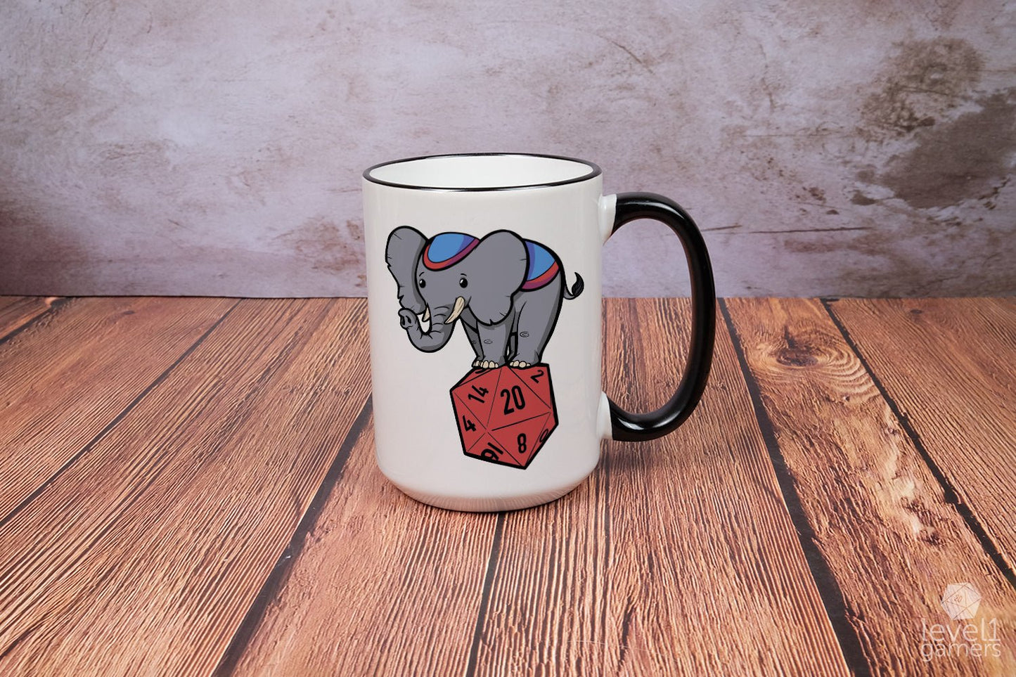 D20 Elephant Mug Mugs Level 1 Gamers