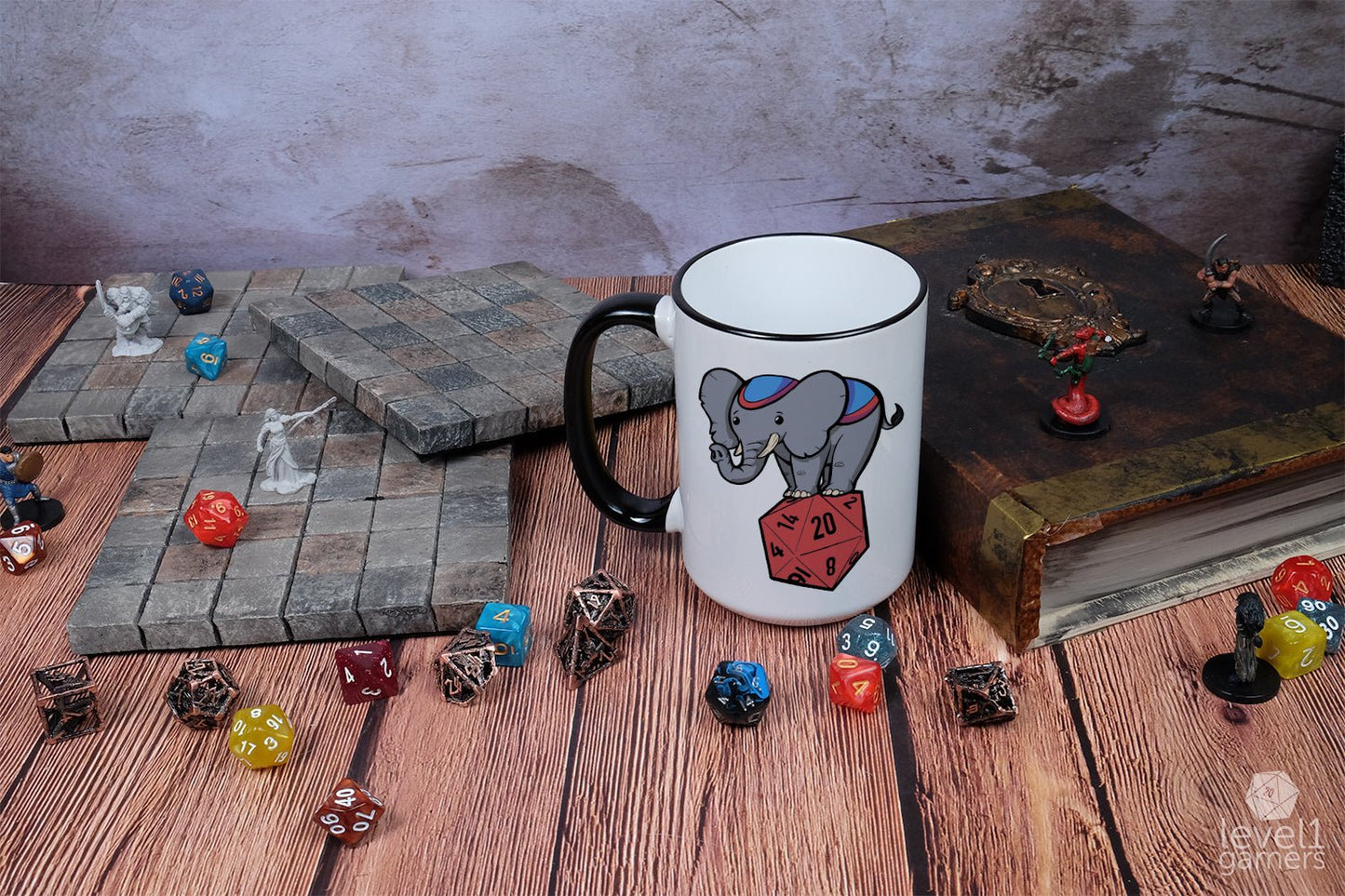 D20 Elephant Mug Mugs Level 1 Gamers
