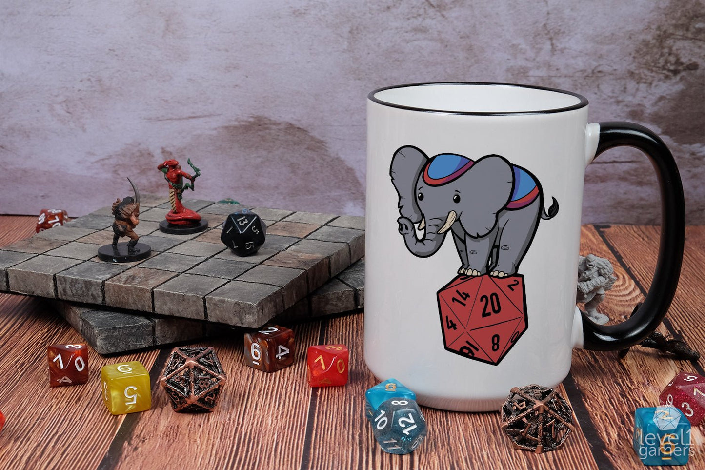 D20 Elephant Mug Mugs Level 1 Gamers