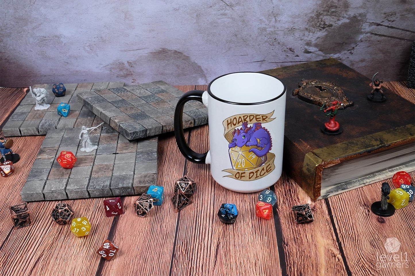 Hoarder of Dice Dragon Mug Mugs Level 1 Gamers