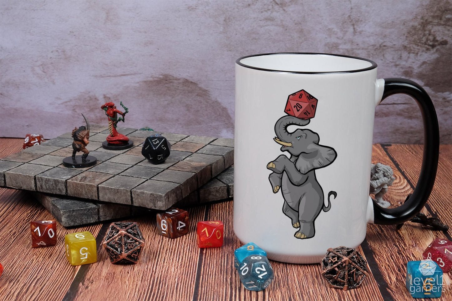 DnD Elephant Mug Mugs Level 1 Gamers
