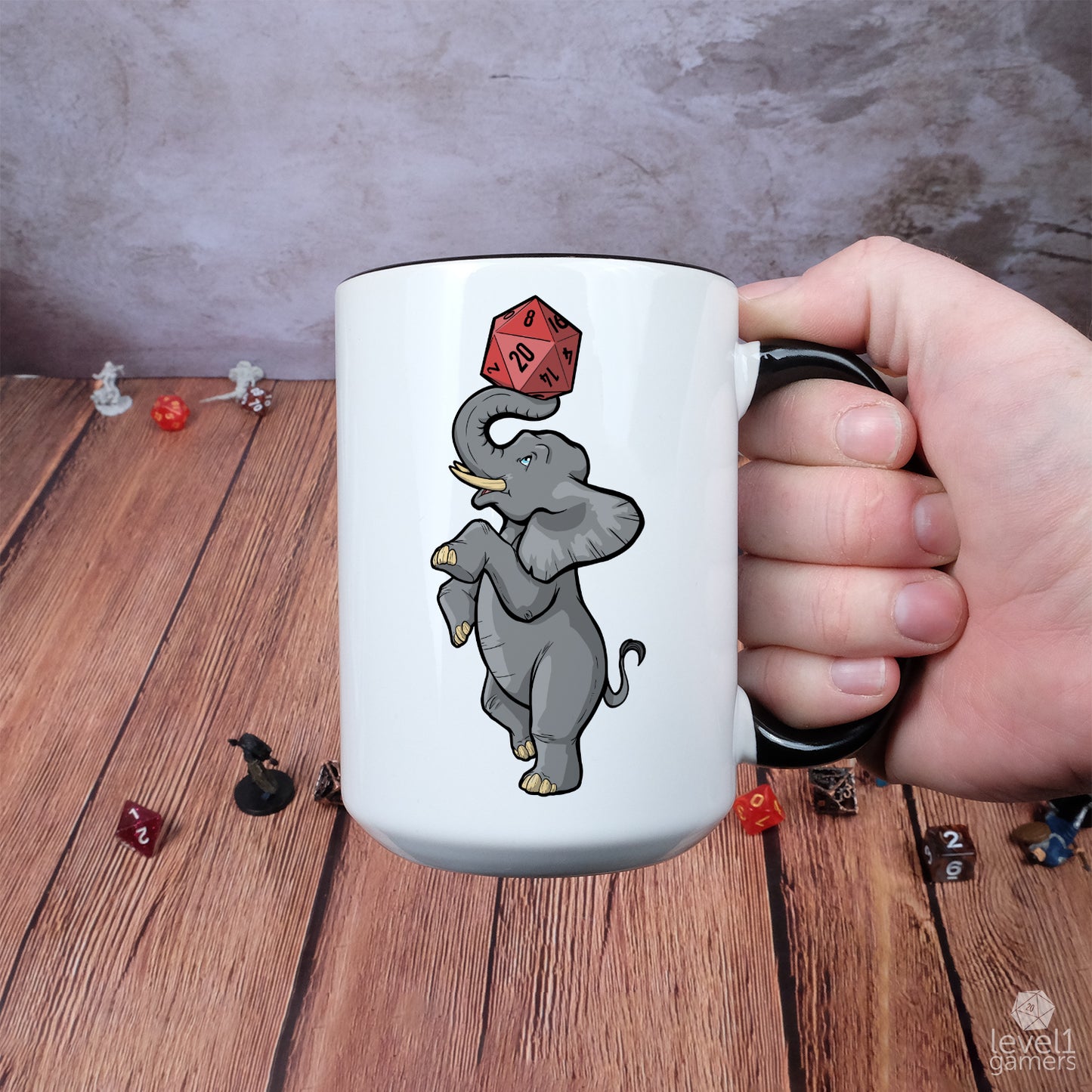 DnD Elephant Mug Mugs Level 1 Gamers