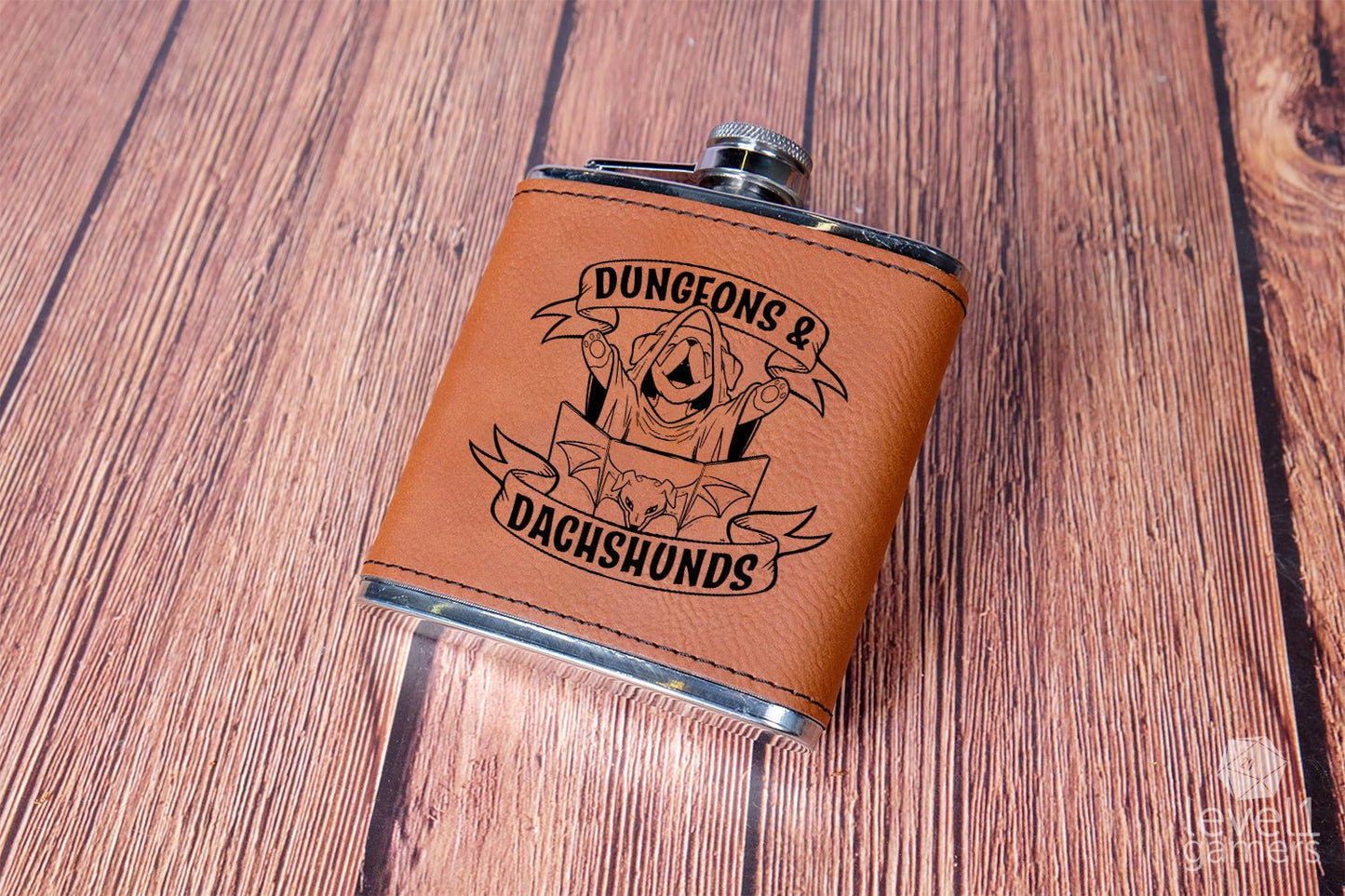 Dungeons & Dachshunds Flask Level 1 Gamers