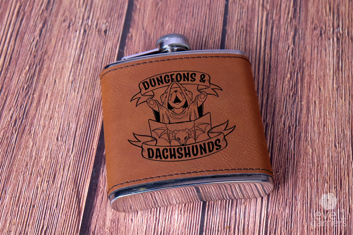Dungeons & Dachshunds Flask Level 1 Gamers