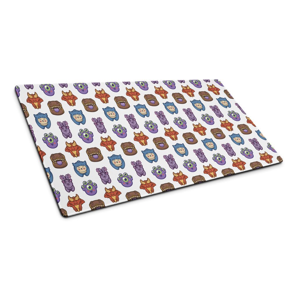 Dungeon Babies Pattern Desk Mat  Level 1 Gamers White 36″×18″