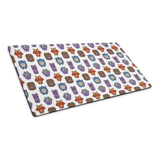 Dungeon Babies Pattern Desk Mat  Level 1 Gamers White 36″×18″
