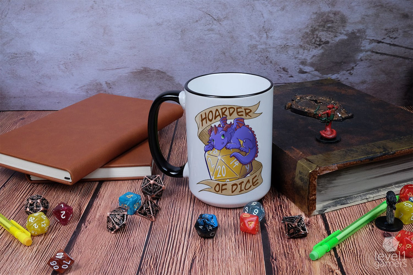 Hoarder of Dice Dragon Mug Mugs Level 1 Gamers