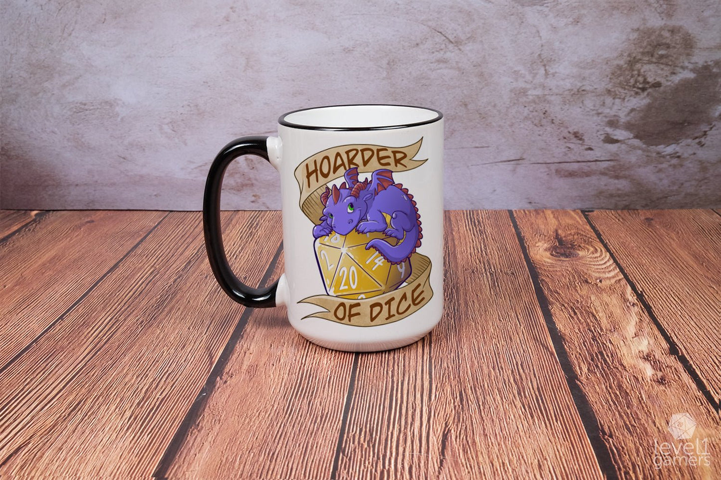 Hoarder of Dice Dragon Mug Mugs Level 1 Gamers