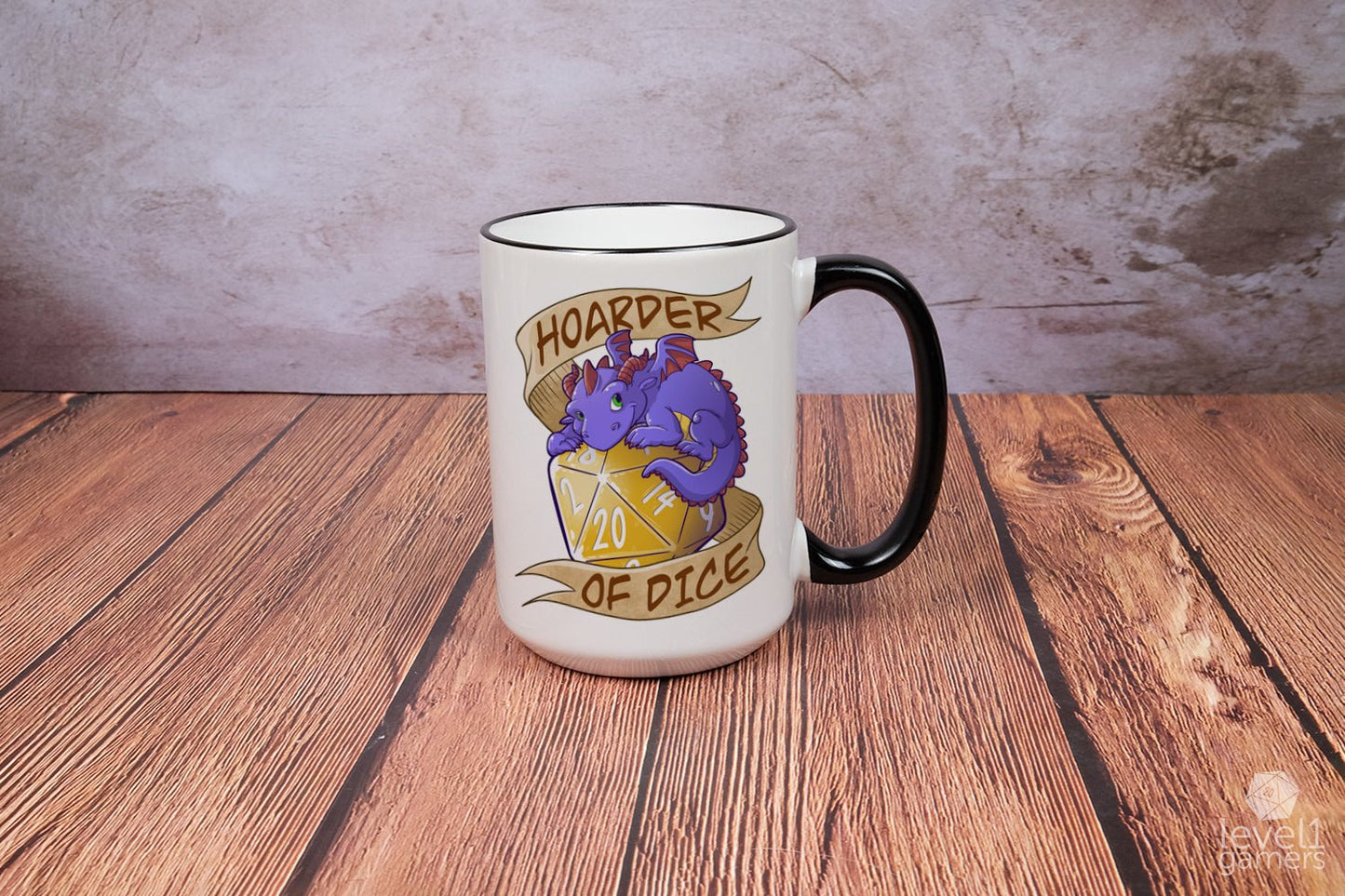 Hoarder of Dice Dragon Mug Mugs Level 1 Gamers