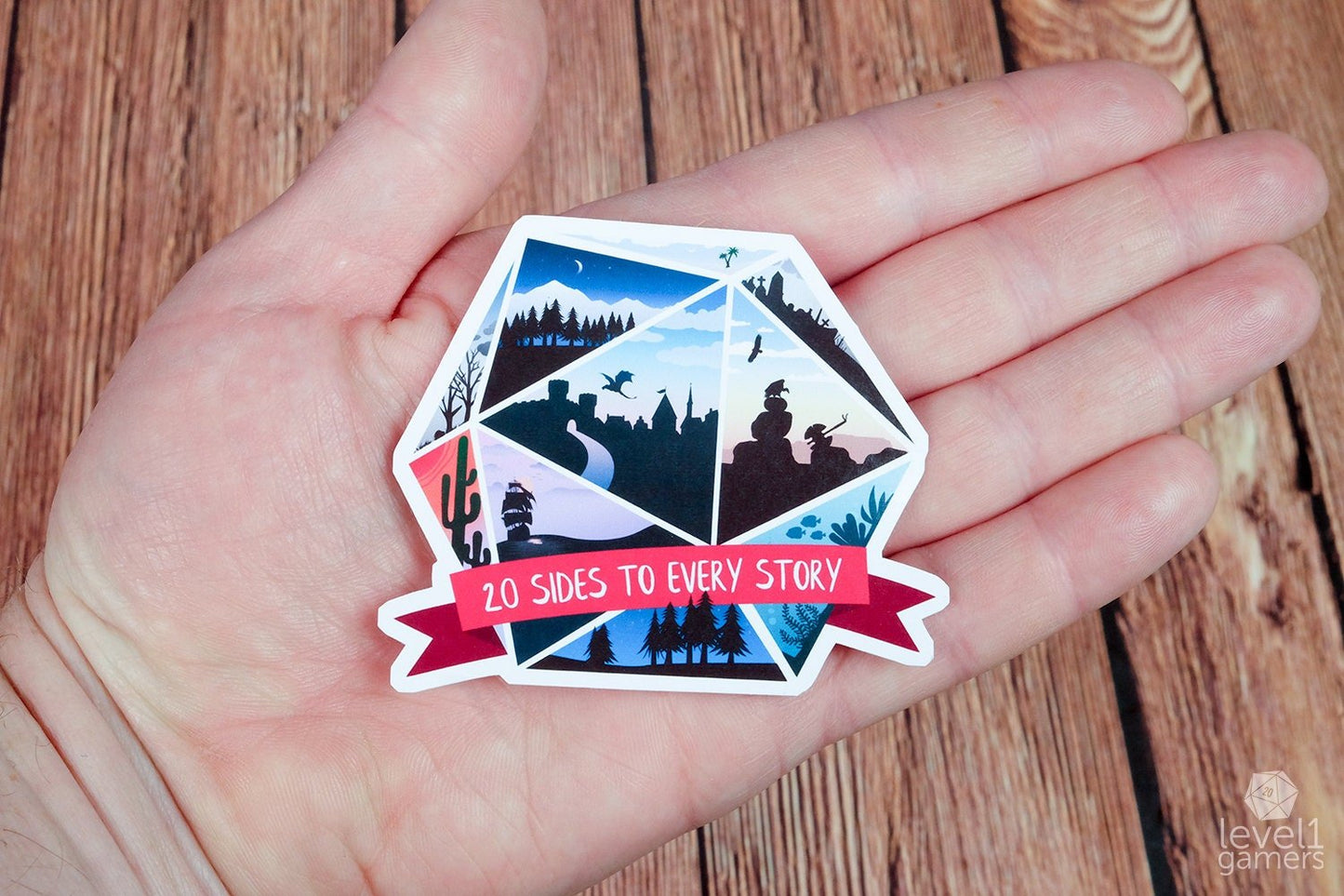 20 Sides to Every Story Sticker  Level 1 Gamers   